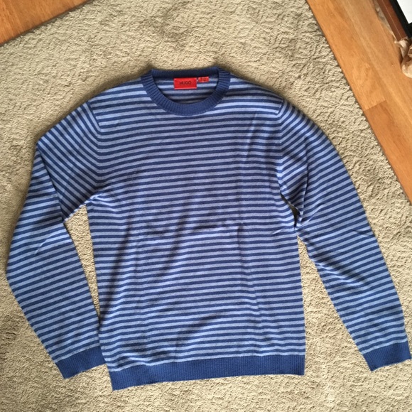 Hugo Boss Blue Striped Crew Neck 